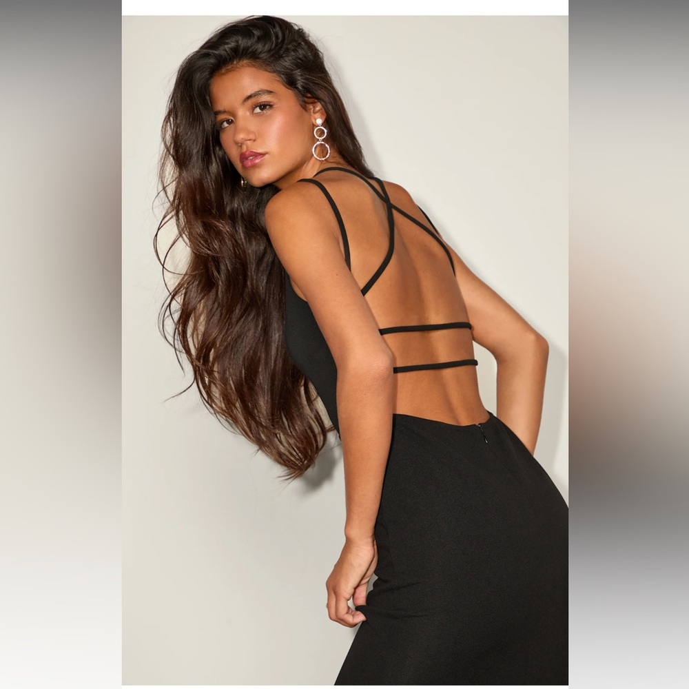 NWT - All this Allure Black Strappy Backless Mermaid Dress